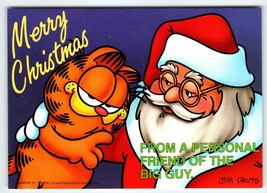 Garfield Christmas Postcard Santa Claus Jim Davis Comic Orange Tabby Cat 1978 - £6.98 GBP