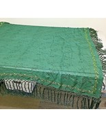 April Cornell Green Fringed &amp; Embroidered 48&quot; Square  Including Fringe S... - £19.28 GBP