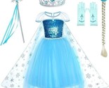 Little Girls Princess Costume Blue Cosplay Dress up Pretend Play 3-4 Years - £18.29 GBP