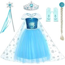 Little Girls Princess Costume Blue Cosplay Dress up Pretend Play 3-4 Years - £18.48 GBP