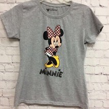 Minnie Mouse Disney Womens T-Shirt Gray Black Heathered Short Sleeve Crew XL VTG - £8.19 GBP