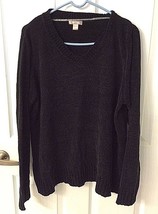 White Stag Women&#39;s Solid Black Super Soft V Neck Sweater in Size XL 16-18 - £11.16 GBP