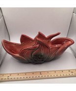 Vintage Hull Green Burgandy Poinsettia Leaf Flower Planter Vase Pottery ... - £21.57 GBP