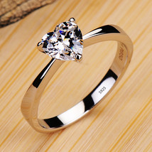 Luxury Classic 18K White Gold Color Ring Solitaire 2 Carat Zirconia Ring Size 11 - £13.44 GBP