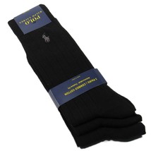 Polo Ralph Lauren Men&#39;s Ribbed Dress Socks 3 Pairs Solid Black Combo Siz... - £14.10 GBP