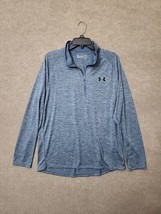 Under Armour UA Tech Half Zip Pullover Mens L Heather Blue HeatGear Long... - £19.68 GBP