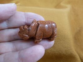 (Y-RHI-557) Orange Goldstone RHINO rhinoceros gemstone FIGURINE carving ... - $15.79