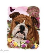 English Bulldog Dog Floral HEAT PRESS TRANSFER for T Shirt Sweatshirt To... - £5.15 GBP