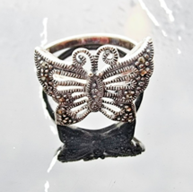 BEAUTIFUL 925 STERLING SILVER MARCASITE BUTTERFLY RING SIZE 7.75 - $28.71