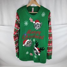 Ugly Christmas Sweater Meowy Christmas Cat Lights Juniors XXL 19 No Boundaries - £29.37 GBP