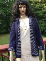 Croft&amp;Barrow Women Navy Blue Quilted Zip Front Jacket Adjustable Sleeve ... - $14.85