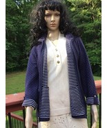 Croft&Barrow Women Navy Blue Quilted Zip Front Jacket Adjustable Sleeve Sz PXL - $14.85