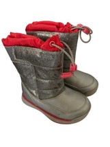 LANDS END Kids Winter Boots SNOW FLURRY Insulated Silver Sparkle Sz 8 - £12.04 GBP