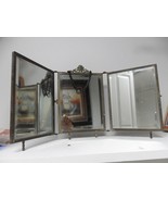 1800s Three Part Table Vanity Mirror Metal Frame Original - $269.39 CAD