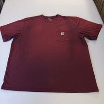 Carhartt K87 PRT Original Fit Crewneck Men’s Red Cotton T-Shirt Pocket Size 2XL  image 14