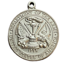 Department of the U.S. Army Recruitment Keychain Pendant Medallion Silver Tone - £9.71 GBP