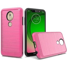 Slim Brushed Design Edged Lining Case Cover for Motorola Moto G7 Play HOT PINK - £4.68 GBP