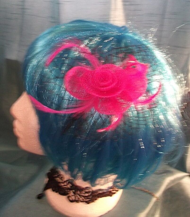 STEAMPUNK/BURLESQUE PINK ROSE Fascinator-wedding/prom/halloween/party - $12.62