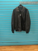 VTG Phat Farm New York Monogram Logo Black Leather Jacket Size L - £44.13 GBP