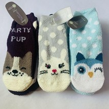 Womens Ankle Fuzzy Socks Cozy 9 pack Shoe Size 4-10 Animal Print Owl Dog Bunny - £13.29 GBP
