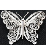 Niki Silver Filigree Butterfly Brooch - £125.07 GBP