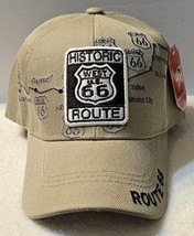HISTORIC ROUTE 66 HIGHWAY FREEWAY MAP CITIES BASEBALL CAP HAT ( BEIGE ) - £11.09 GBP