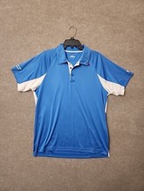 Under Armour Heat Gear Polo Shirt Mens Large Blue White Short Sleeve - $24.62