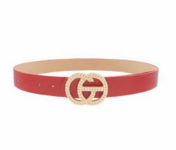 New Red Chain Textured Metal Buckle Belt - £8.68 GBP