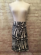 Ann Taylor Petites 2P Faux Wrap Skirt Black Ivory Zebra Print Silk Wool ... - $19.20
