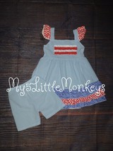 NEW Boutique 4th of July Seersucker Tunic Dress Ruffle Shorts Girls Outfit Set - £3.77 GBP+