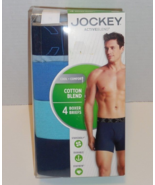Jockey Active Blend 4 Pack Boxer Briefs Underwear Men&#39;s Medium 32-34 Blu... - £23.24 GBP