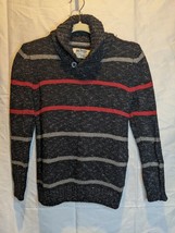 Urban Pipeline Youth Boys Sweater Size M Black Grey Red Stripes Cowl Neck - £14.93 GBP