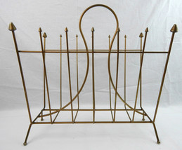 Mid Century Metal Wire Magazine Rack Gothic Punk Pointed Gold Tone Ball ... - £19.03 GBP