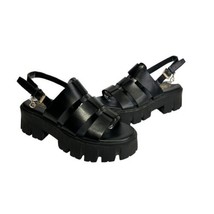 GBG Los Angeles Black chunky ankle Buckle strap Sandals 90s Y2k Size 5.5 - $29.69