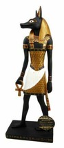Classical Egypt Jackal God Anubis Holding Ankh Slim Profile Figurine - £25.47 GBP
