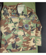 BDU WOODLAND USAF JACKET W/ PATCHES &amp; RANK STARCHED 21ST CIVIL ENGINEER ... - $30.95