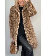 Khaki Spotted Leopard Warm Soft Fleece Autumn and Spring Mid Length Fash... - $119.95
