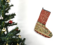 Kilim Christmas Stocking Vintage Rug Stocking Ethnic Decorative Xmas Socks S675 - £12.47 GBP