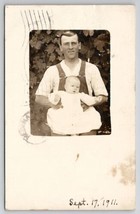 RPPC Young Man with Baby 1911 Beeton Peters Vedder Family Medina NY Postcard I24 - $19.95