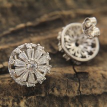 2.50CT Baguette Cut Cz Floral Style Stud Earrings 14k White Gold Over For Gift - £56.31 GBP