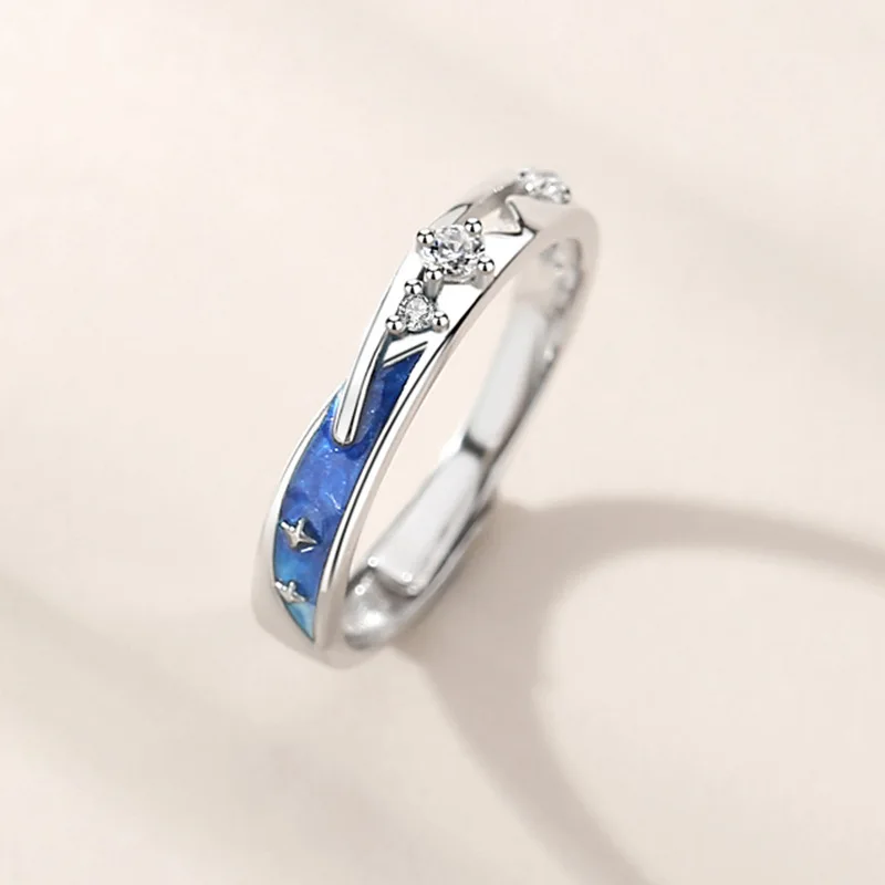 925  Silver Meteor Shower Open Couple Rings For Women Original Romantic Valentin - $39.40