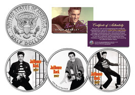 Elvis Presley *Jailhouse Rock* Colorized Jfk Half Dollar Us 3-Coin Set Licensed - £14.67 GBP