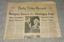 VTG 1981 Reagan Sworn In Hostages Free Newspaper Harrisonburg VA Daily News - $21.99