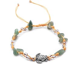 Mia Jewel Shop Sea Turtle Charm Chip Stone String Adjustable Pull Tie Anklet - W - $16.82