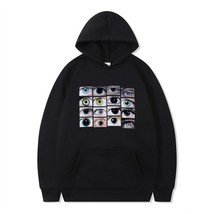 Hip Hop Streetwear Hooded Sweatshirt Eyes Print Y2k Clothes Harajuku Pullover Au - £58.05 GBP