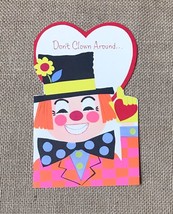 Ephemera Vintage Buzza Cardozo Valentines Day Card Clown Heart Bright Colors - £6.32 GBP