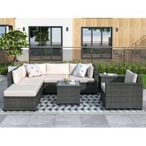 8 Piece Rattan Sectional Seating Group with Cushions, Patio Furniture Sets - £759.07 GBP