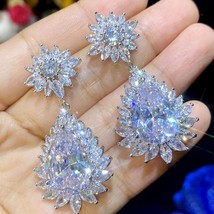 Elegant Crystal Cubic Zirconia Drop-shaped Bridal Earrings Wedding Party Jewelry - £33.71 GBP