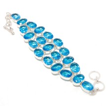 London Blue Topaz Oval Shape Handmade Ethnic Gifted Bracelet Jewelry 7-8" SA 848 - £10.38 GBP