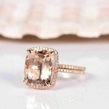 2.15Ct Simulated Morganite Diamond Engagement Ring 14K Rose Gold Plated Silver - £82.28 GBP
